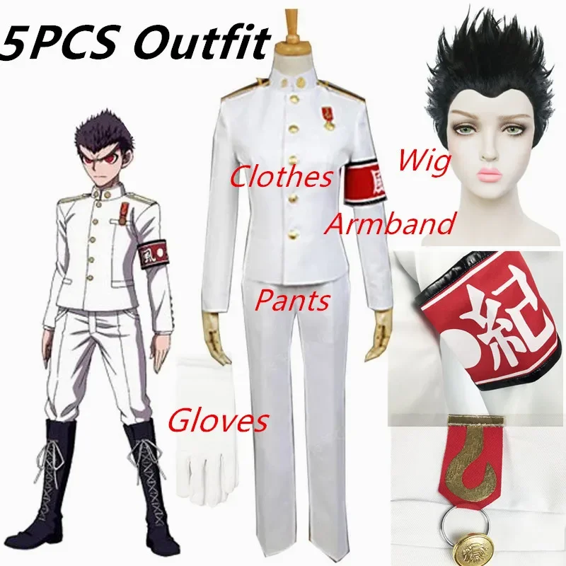 Costumes de cosplay Ronpa Kiyotaka Ishimaru, uniformes pour hommes, manteau anronpa recruté, pantalon, ensembles complets, perruques noires, chaussures, vêtements Cos