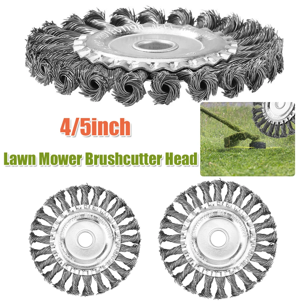 

Насадка-триммер для газонокосилки 4/5 дюйма с проволочными лезвиями и встроенной фиксирующей пластиной, стальная проволочная насадка для газонокосилки