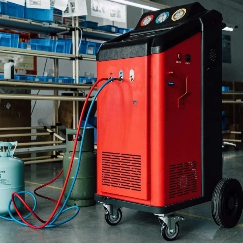 

Automobile refrigerant machine, air conditioner, refrigerant recovery, filling, cleaning pipeline, oil and tram integrated