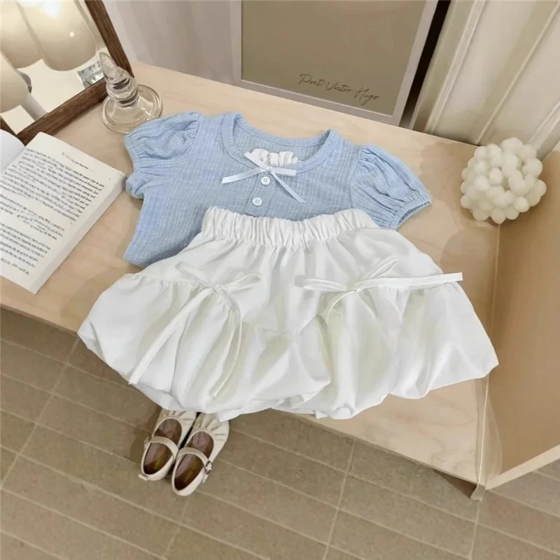 Girls Sweet Princess Sets Summer Kids Short Sleeve Clothes Suits Baby T-Shirt+Skirt 2Pcs Children Fashion Outfits 2-6 Years