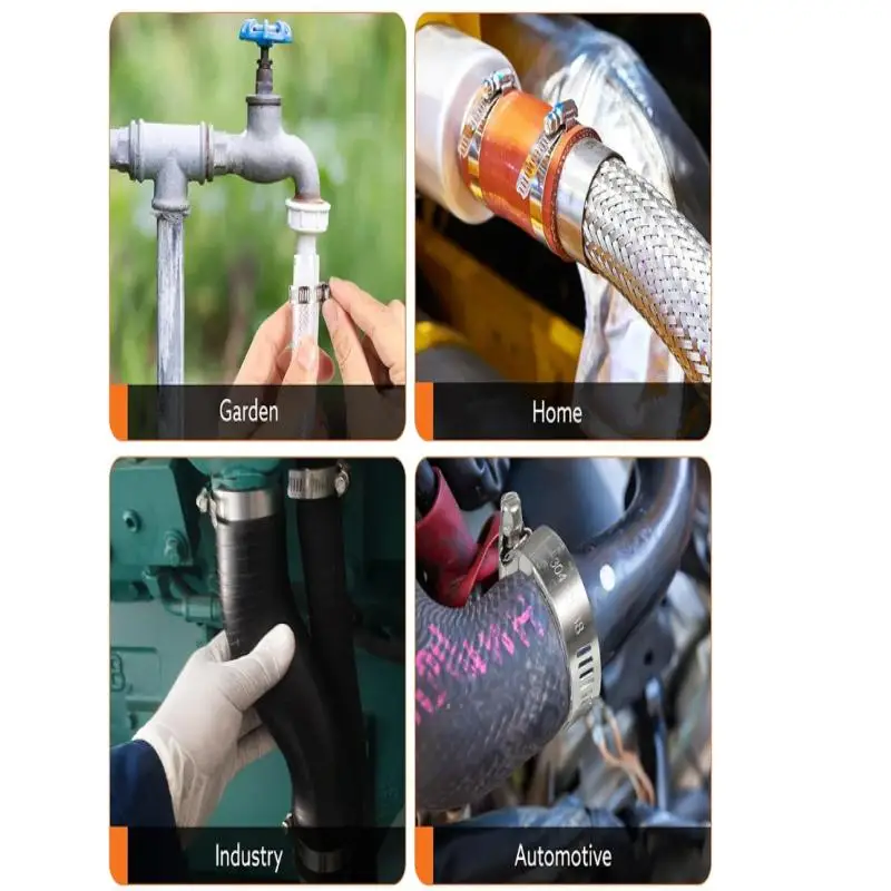 Conjunto de braçadeiras de mangueira de aço inoxidável ajustável engrenagem sem fim parafuso banda braçadeira de mangueira para tubo de combustível torneira fixadores variedade kit