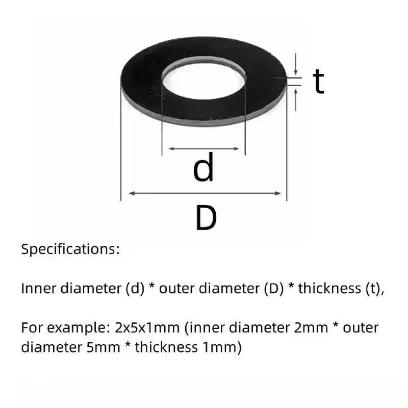 M2 M2.5 M3 M3.5 M4 M5 M6 M8 M10 M12 White/Black Fibre Flat Sealing Washers Seal Washer Metric Thickness 0.5mm/1mm
