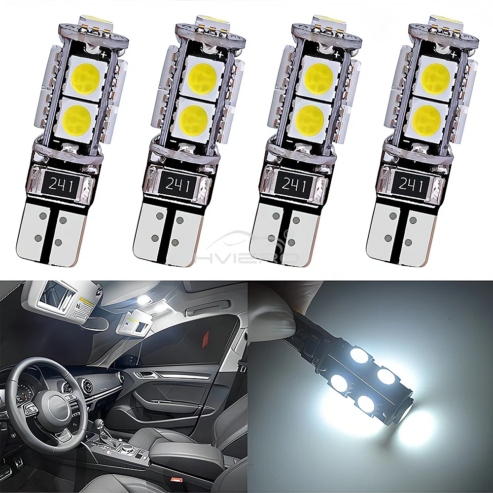 4Pcs T10 5050 9SMD Automotive Brakes High Quality LED Dome Reading Bulb Dashboard Reverse License Plate Light Clean Trunk White