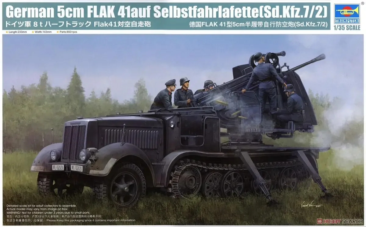 Trumpeter 09513 1/35 alemán 5cm FLAK 41 auf Selbstfahrlafette Sd.Kfz.7/2