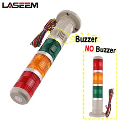 3 Layer Industrial Tower Signal Warning Light Buzzer/No Buzzer 12VDC24V Flash/Steady Safety Stack Lamp 110V220V for Machine Tool