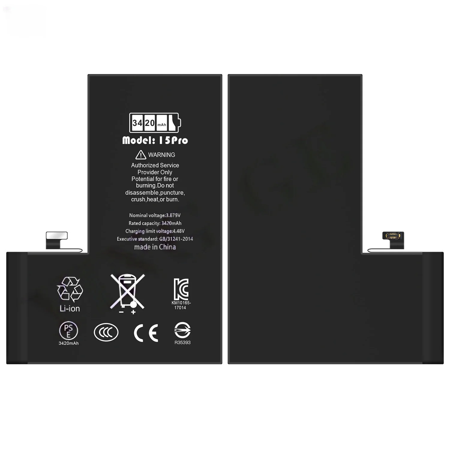 3420mah for Apple 15pro Phone Battery for A3104 A2848 A3101 A3102 High-quality Lithium Rechargeable Battery
