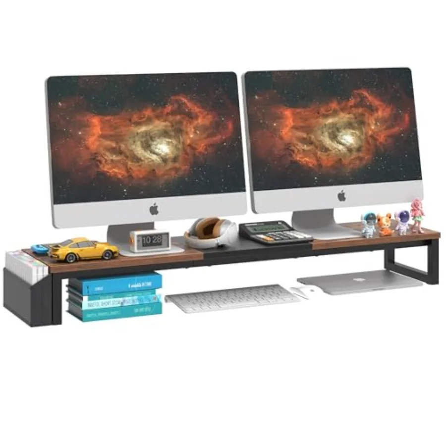 

Dual Monitor Stand Riser41.5'' Long Monitor Stand for 2 Monitors Wood Computer Riser with Pocket Desktop Oraganizer with Pen Ho