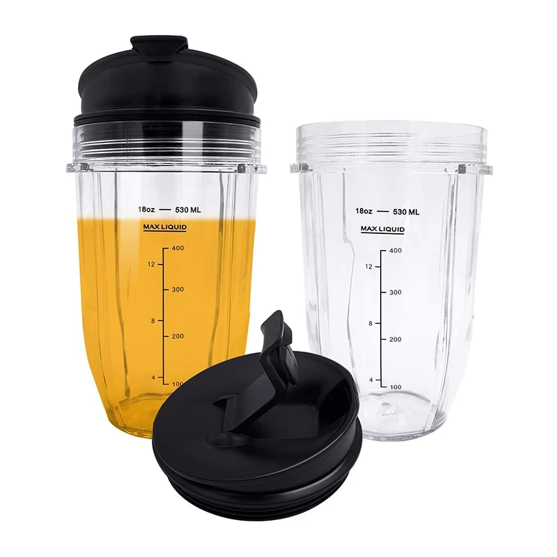 B52C 2 vasos de repuesto para licuadora Ninja de 18Oz con tapa para Ninja Auto IQ BL480 BL642 BL450 BL682 BL480, BL490, BL640 BL680