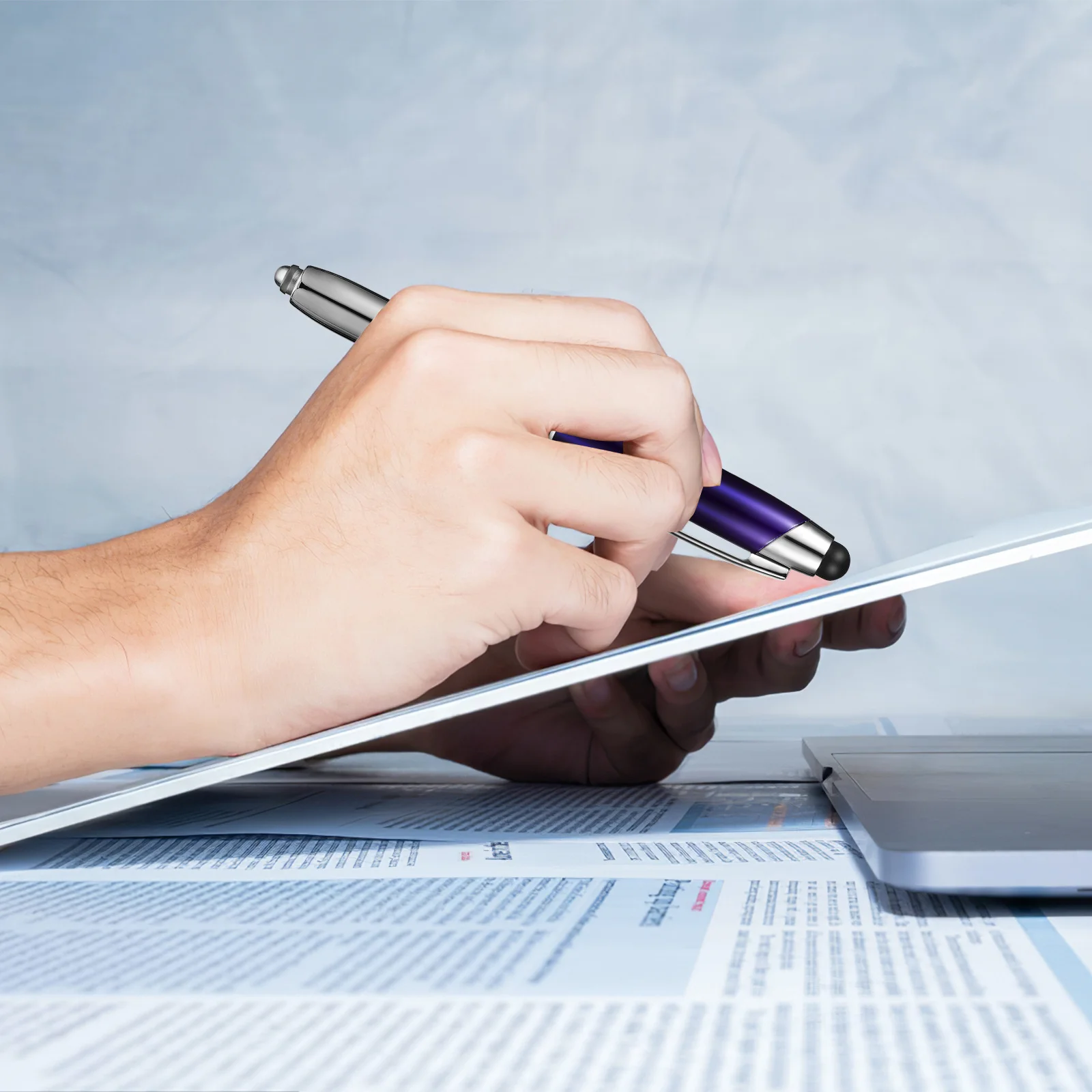 

2 шт., стилус для сенсорного экрана, шариковая ручка со светодиодной подсветкой, металлический емкостный стилус для телефона, планшета, офиса, школы