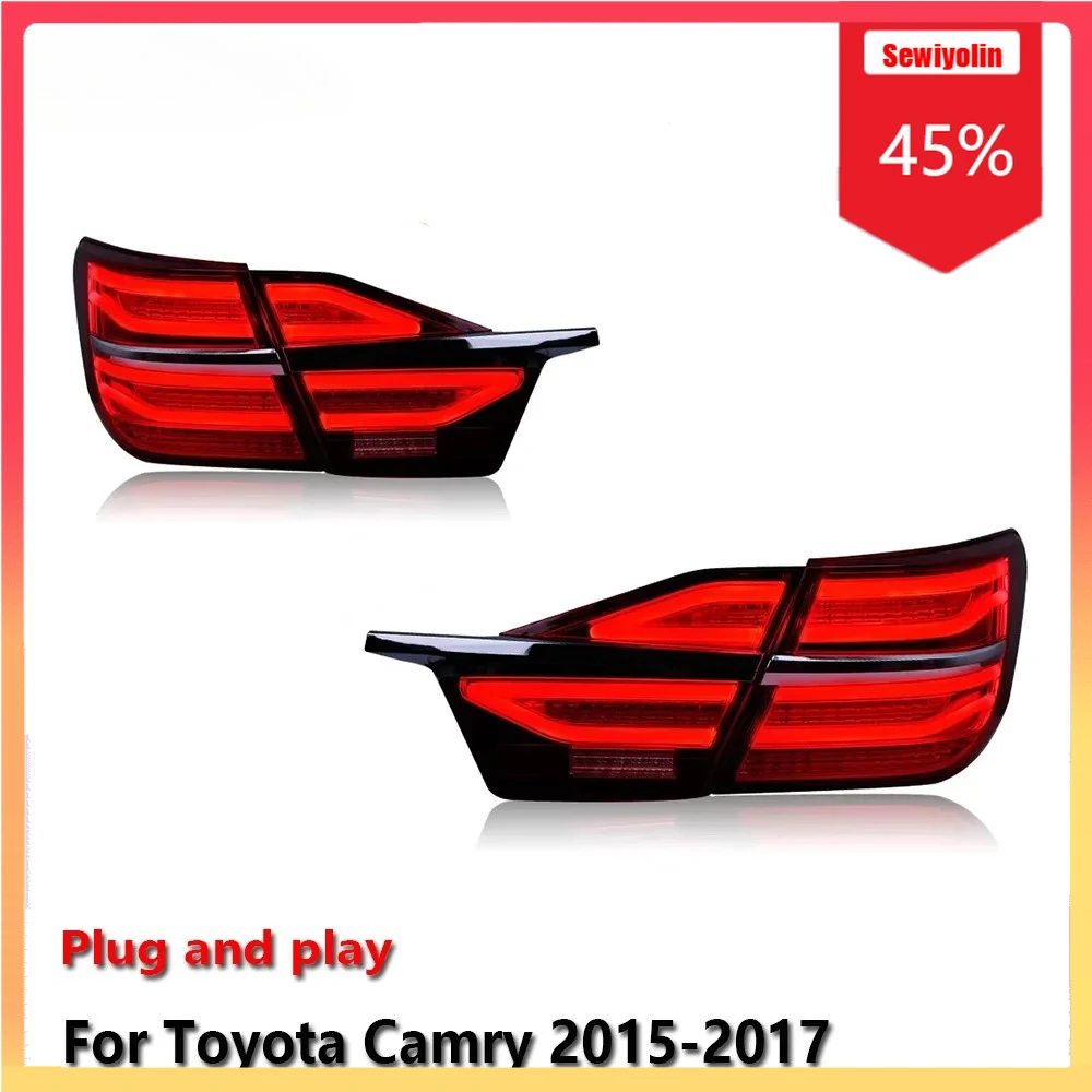 

Автомобильный светодиодный задний фонарь, автомобильные детали для Toyota Camry 2015-2017, авто противотуманные DRL, стоп-сигнал, указатель поворота, Plug and Play