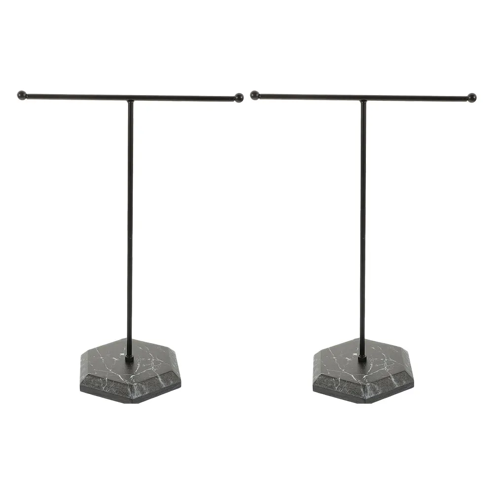 

2pcs T Bar Jewelry Stand Metal Necklace Hanger Display Rack Space Saving Organizer Earring Holder Sturdy Iron Tabletop