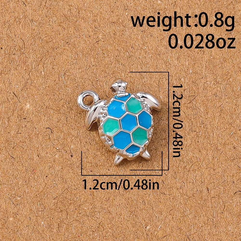 5 Stück 12 x 12 mm niedliche Schildkröten-Anhänger für die Schmuckherstellung, Ohrringe, Halskette, DIY, handgefertigtes Armband, Zubehör – Detail 2
