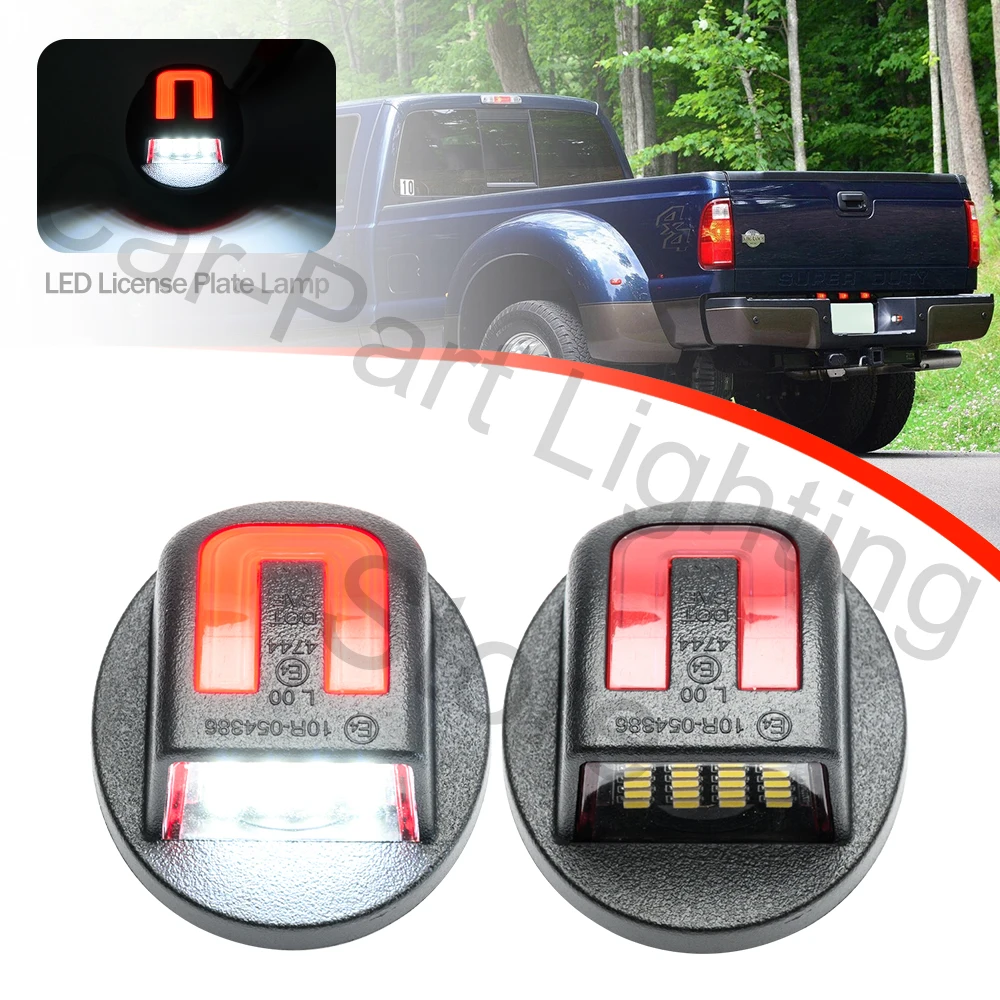 2X For Ford F-100 F-150 F-250 F-250HD F-350 Bronco Ranger Explorer Led Red White License Number Plate Lamp Rear Tail Light