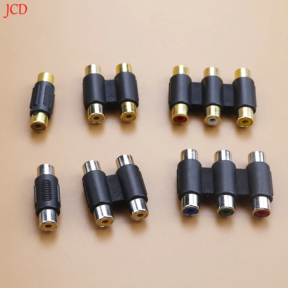 Audio Video 2 Rca 3 rca female to RCA 2rca 3rca female straight Converter AV Coupler Connector gold plated adapter plug Socket