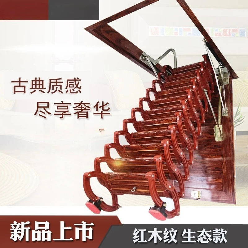 

Semi-automatic titanium magnesium alloy household indoor loft telescopic stairs villa duplex loft stairs folding stairs