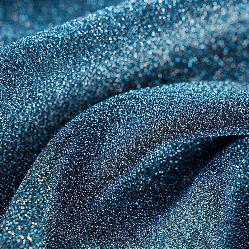 Glitter Starry Sky Metallic Yarn Fabric Elastic Shiny Cloth for Dress Skirt Wedding Doll DIY Sewing Soft Skin Friendly Decor