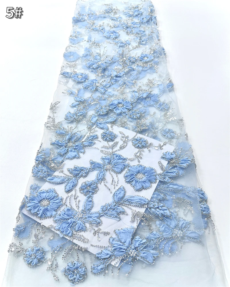 Nigeryjska koronka z cekinami, afrykańska koronka z koralikami, wysokiej jakości tkanina koronkowa 5 jardów, afrykańska francuska tiulowa koronka siatkowa, materiał na suknię ślubną