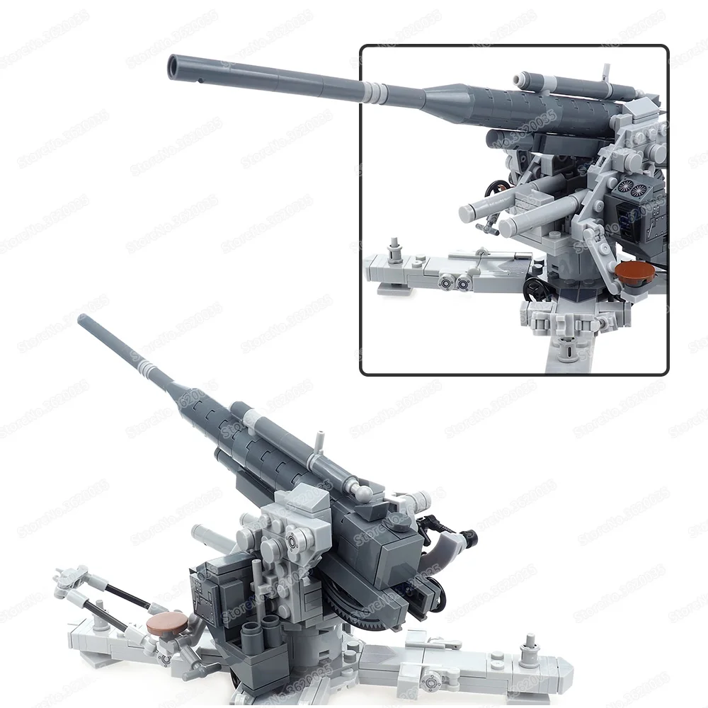 Military 88mm Flak18 Anti-Aircraft Gun Building Block WW2 Figures Artillery Series Weapons Scenes War Model Child Gifts Boy Toys