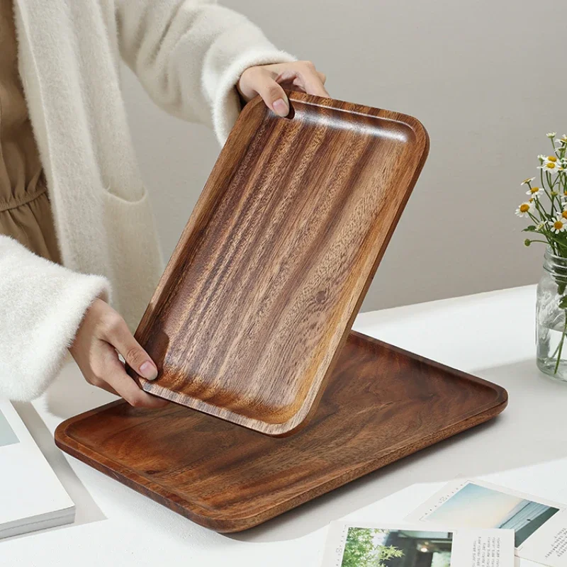 Japanese Acacia Wooden Tray Solid Wood Tea Tray Service Tray Coffee Afternoon Tea Dessert Tray Home Kitchen Decoration Tray