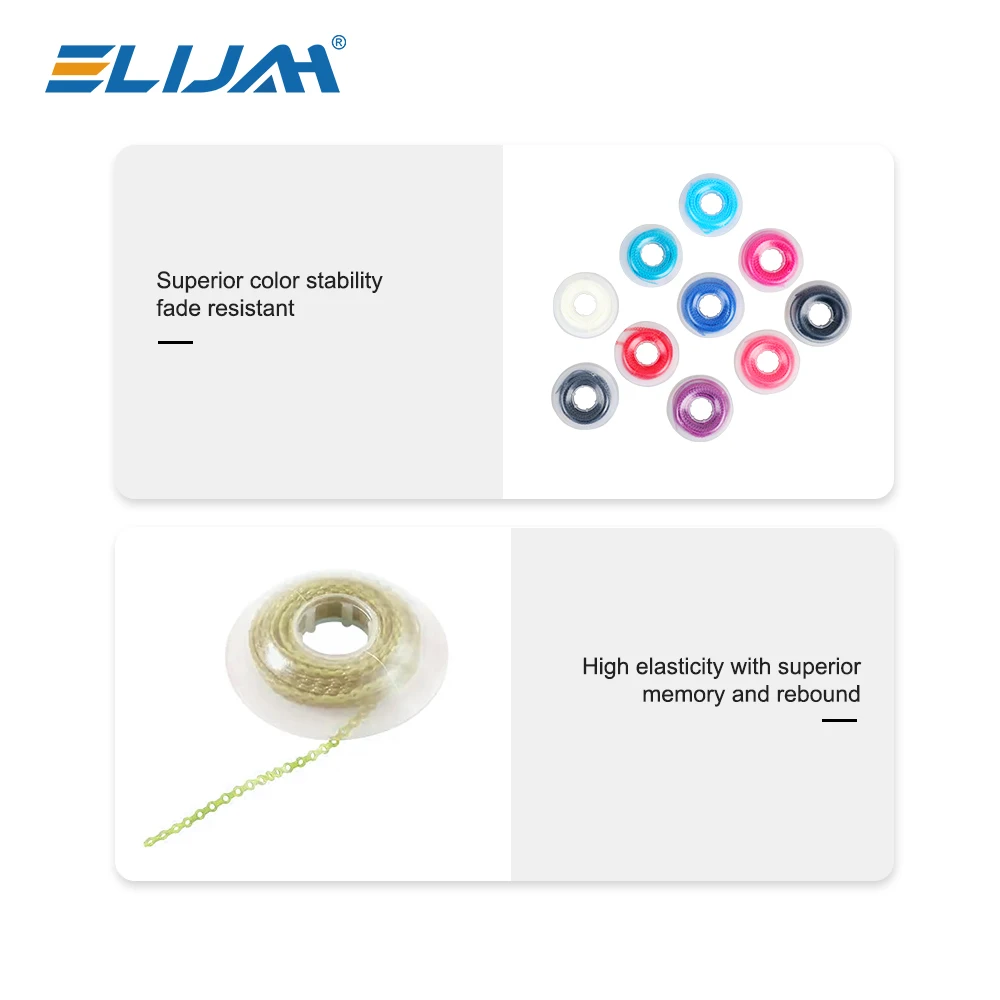 ELIJAH 15 Feet/Roll Dental Orthodontic Elastic Ultra Power Chain Rubber Band Continuous Type 4.57m/Roll Dental Power Chain