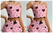 Pajama Sets Women Soft Tank Top Shorts Sleepwear - 2pcs Pink