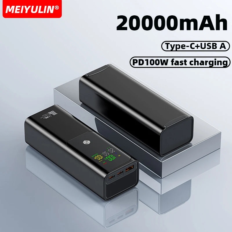 

20000mAh Large Capacity Power Bank Portable PD100W USB Fast Charging Mobile External Battery For iPhone 16 Samsung Xiaomi Laptop