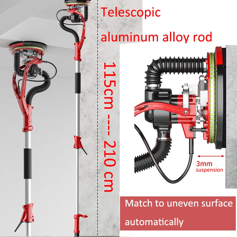 電気折りたたみ式乾式壁サンダー,ブラシレスモーター,研磨機,集塵,可変速度,220v-240v,900w