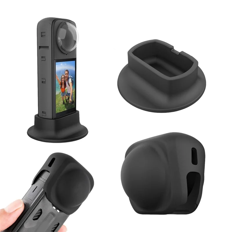 Insta360 X4 용 ABJF-실리콘 렌즈 커버 고정 데스크탑 스탠드 기본 카메라 렌즈 보호기 스포츠 카메라 액세서리