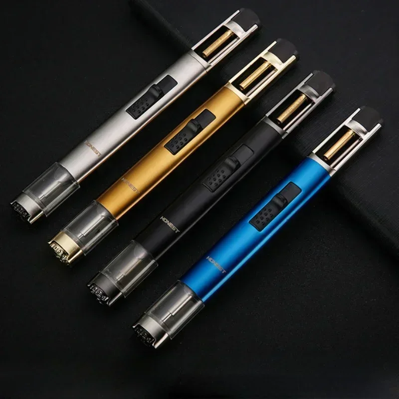 Windproof Spray Gun Lighter, Metal Inflatable Butane Gas Jet Welding Torch Igniter, Kitchen Cigar Accessories Outdoor Lighter