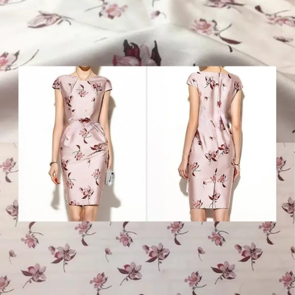 

Jacquard Brocade Fabric Flower Pattern Autumn Winter Three-color Cheongsam Dress Hanfu Yarn-dyed Cloth By The Meter Diy Sewing