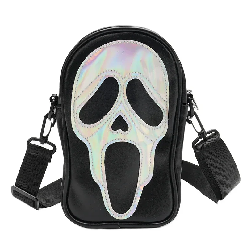 Ghost Bag Women's Crossbody Sling Purse Spooky Shoulder Bag PU Leather Novelty Party Evening Clutch Gothic Handbag for Halloween