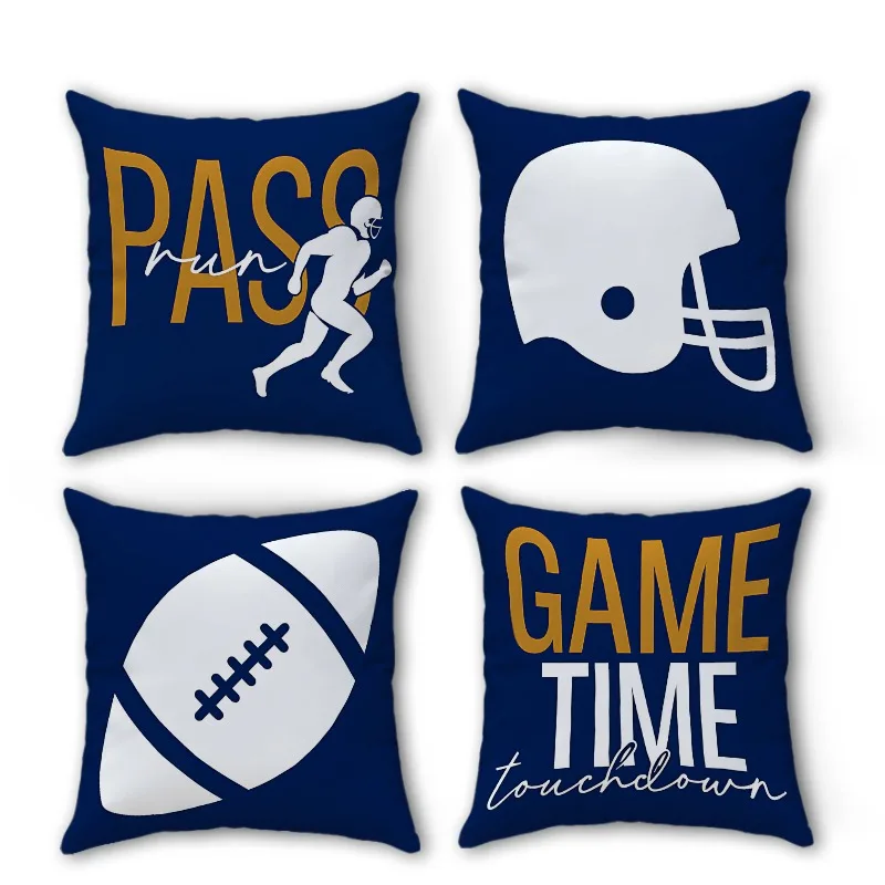 

Sleek Navy Football Pillowcase,Minimalist Sports Pattern Decorative Cushion Cover for Home Sofa Bedroom