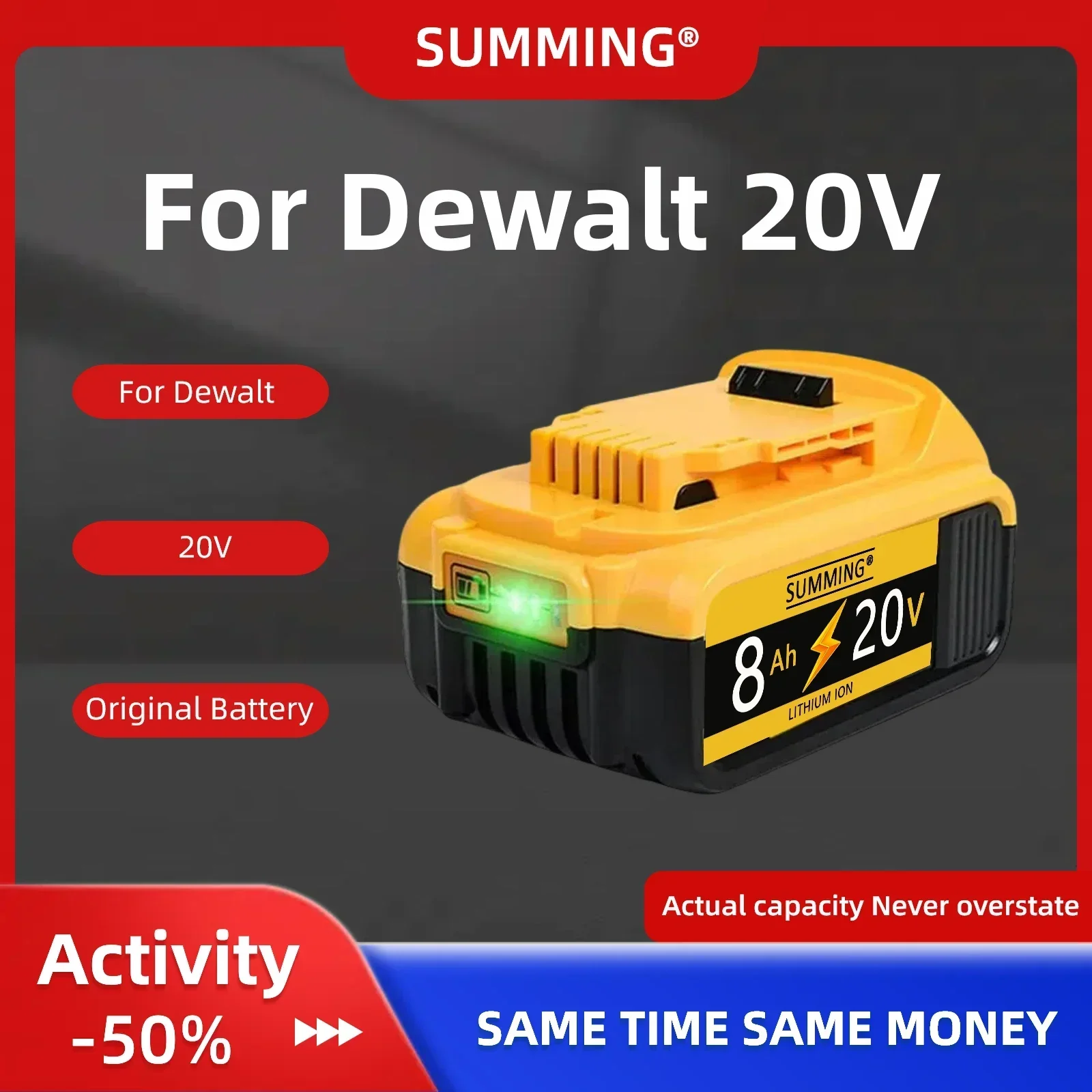 Genuine18V/20 Volt MAX8.0Ah DCB200 Replacement Li-ion Batteryfor DeWalt DCB205 DCB201DCB203 Power Tool Batteries