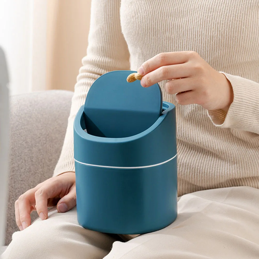 

Mini Desktop Trash Can with Swing Lid Modern Small Waste Bin for Bathroom Kitchen Table Top Easy to Clean Lightweight Garbage