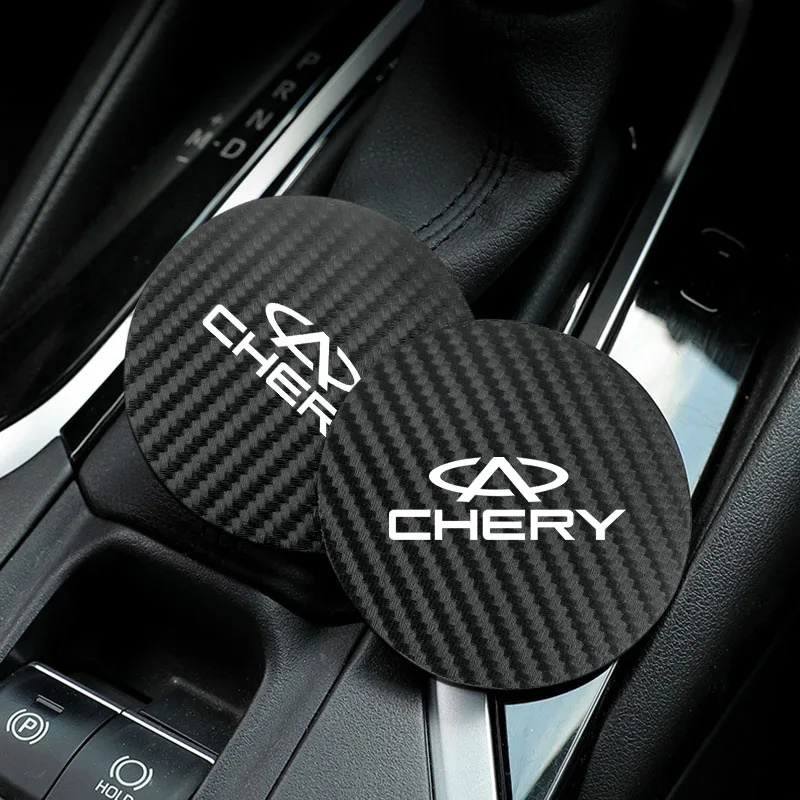 Chery Carbon Fiber Cup Holder Anti‑Slip Coaster Mats 2Pcs For Tiggo 7 Pro Tiggo 8 Pro Tiggo 9 Tiggo 5X Water Cup Pad Interior De