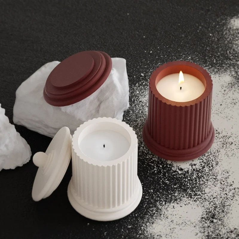 DIY Romawi pilar lilin cangkir silikon cetakan aromaterapi gipsum ornamen lilin epoksi Resin cetakan kerajinan penyimpanan