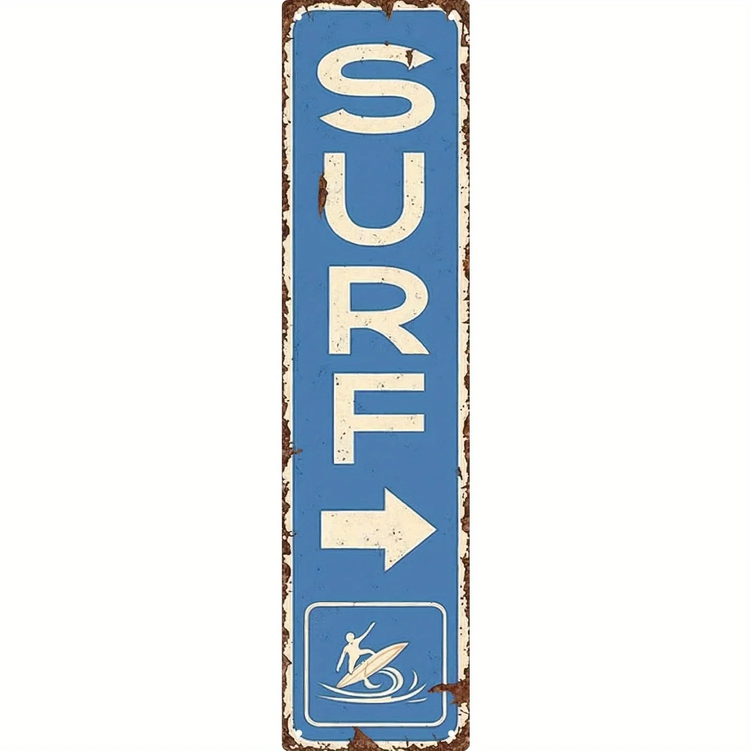 Letrero artístico de pared de metal y tabla de surf vintage - 10,16x40,64 cm Decoración de surf retro Adecuado para el hogar, bar, cafetería y decoración al aire libre - Dura