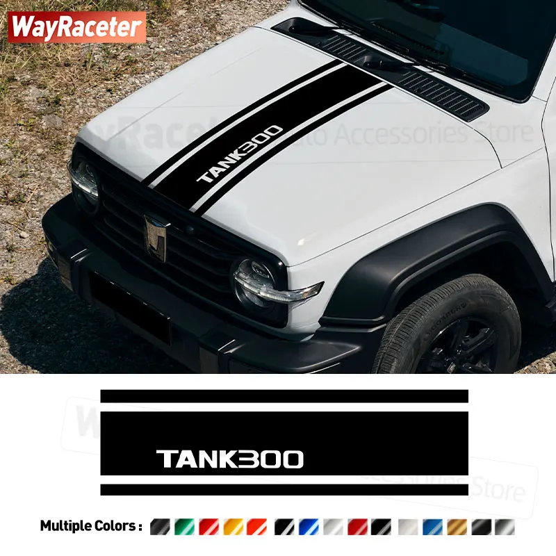 

1 Piece Car Engine Cover Carbon Fiber Vinyl Decal Hood Bonnet Stripes Sticker For GWM Tank 300 2025 Off Road 4x4 2024 2026 2022