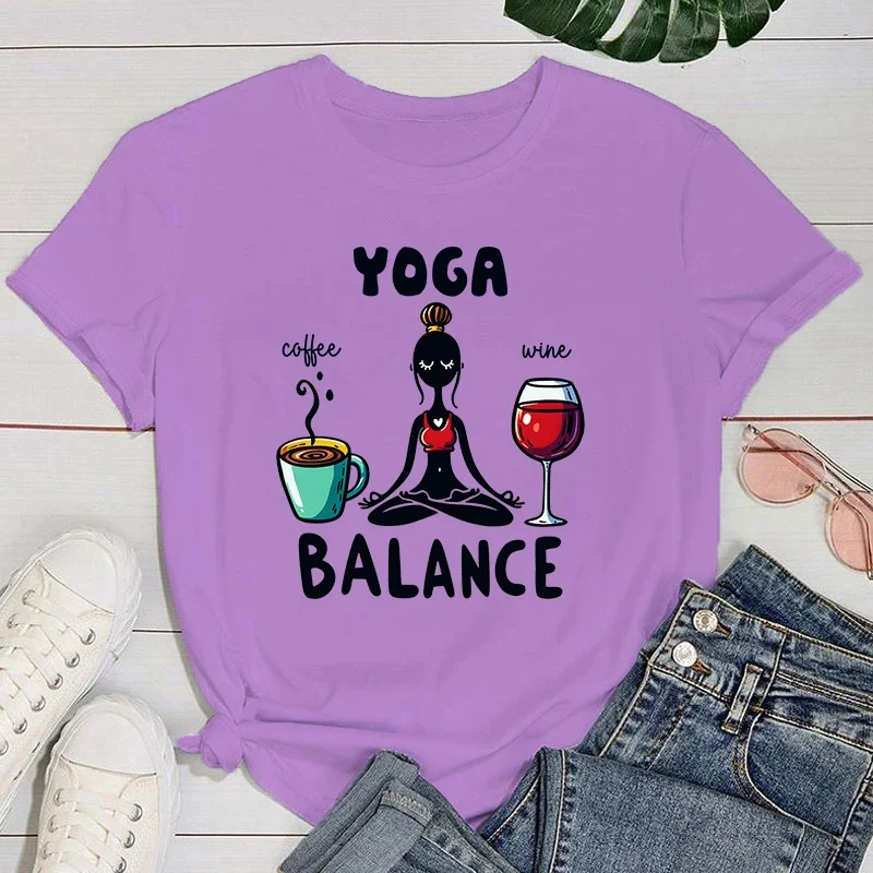 yogo T shirt New Yoga Balance Print Short Sleeves Round Neck Woman T-Shirt Summer Casual Tees