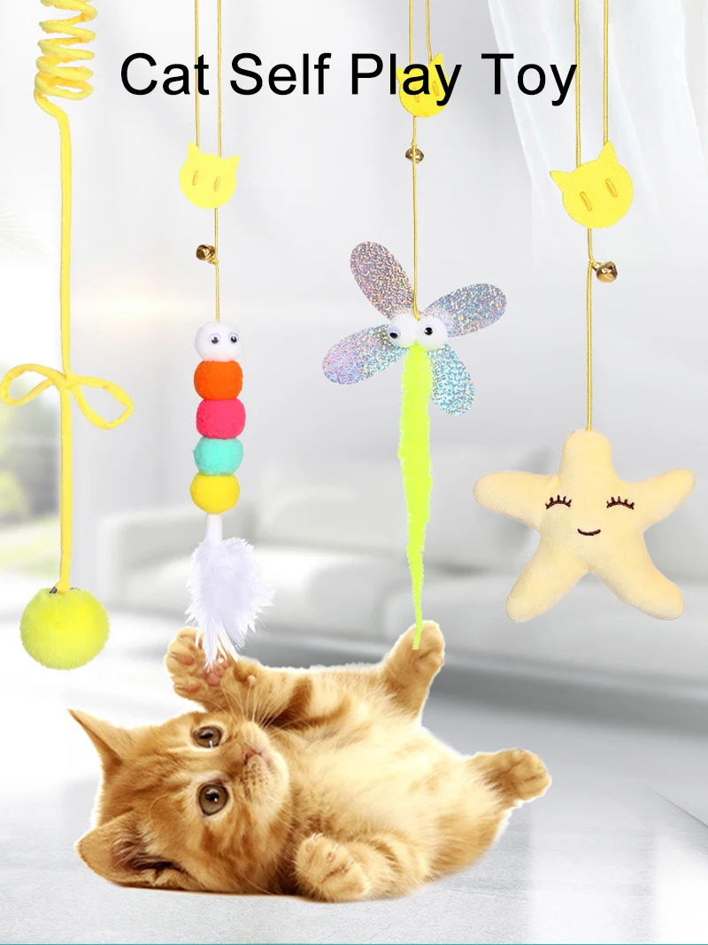 Simulation Katzen spielzeug Katze Kratz seil Feder lustiges Kätzchen spielen Spiel interaktives Spielzeug einziehbare hängende Tür Haustier liefert – Detail 1