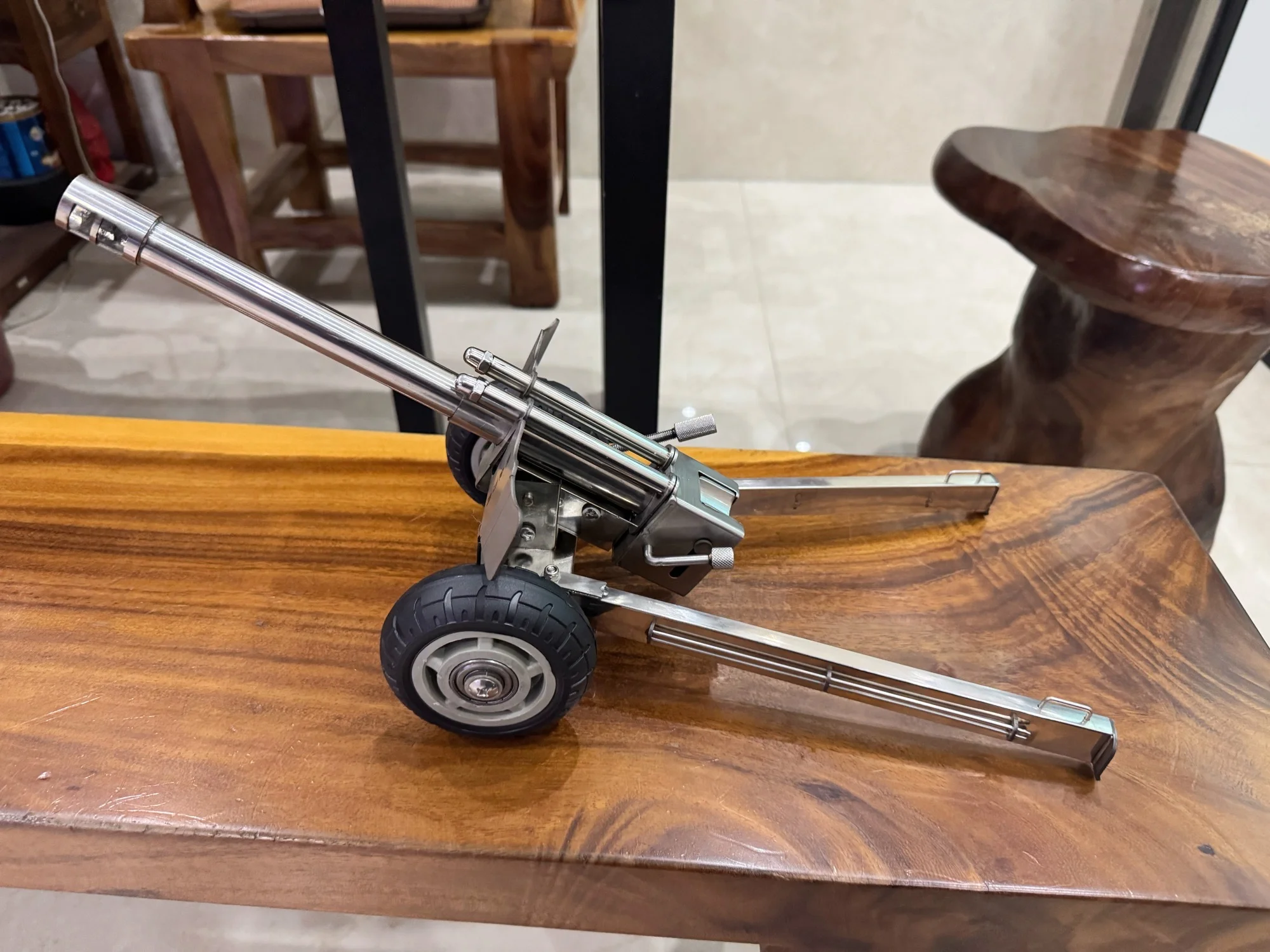 Handmade Stainless Steel Cannon Figurine – Simulated Military Artifact for Office, Living Room & Shelf