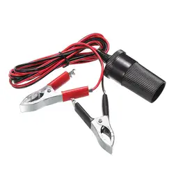 Universal 12V Car Auxiliary Cigarette Lighter Socket Connector Battery Crocodile Clips Power Adapter Extension Cord