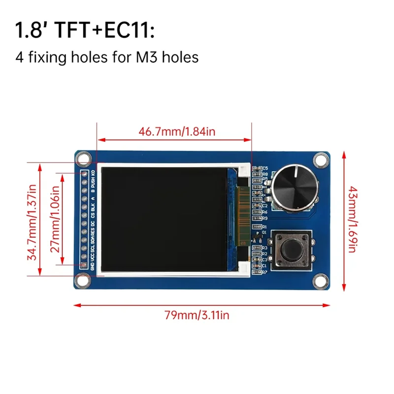 Módulo de combinação de codificador rotativo com tela de exibição TFT + EC11 eficiente 2,4 polegadas 128X160 320X240 SPI Interface SPI colorida