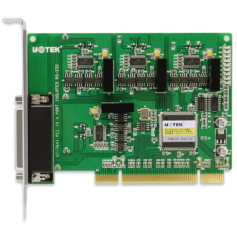 

Промышленная последовательная карта UOTEK PCI к RS232 с оптической изоляцией RS232 4-портовый высокоскоростной преобразователь DR44 Разъем DB9 UT-764A-I