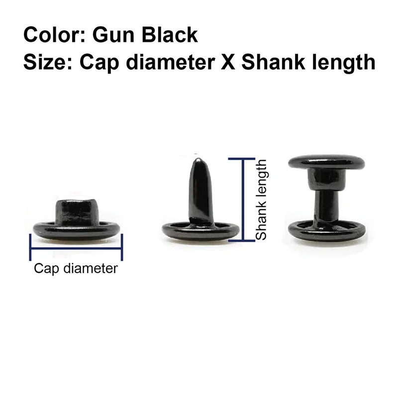 6 ミリメートル 7 ミリメートル 8 ミリメートル 9 ミリメートル 10 ミリメートル 12 ミリメートル金属ダブルキャップリベットスタッド金属ラウンド釘頭スパイク革細工 DIY