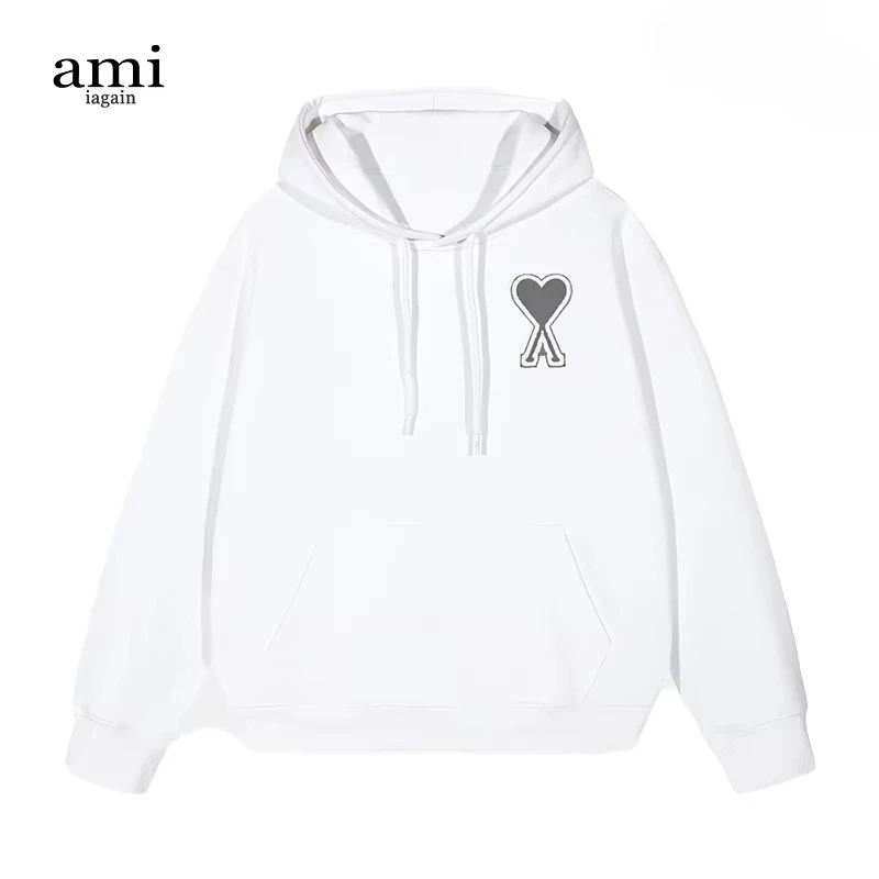 New Trend Fashion Luxury French Brand AMI Casual Sports Couple Shirt High Quality Pure Cotton Men's and Women's Top Top Hoodie