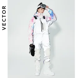 VECTOR Men's and Women's Ski Pants Detachable Two-wear Jumpsuit Bib Waterproof Winter Warm and Windproof Outdoor Sport Snowboard