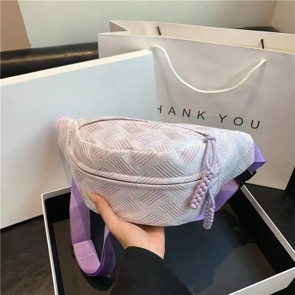 

Casual Fanny Packs Strip Chest Bag Half Moon Bag Crossbody Bag Banana Bag Korean Style Large Capcity Running Waist Bag Travel