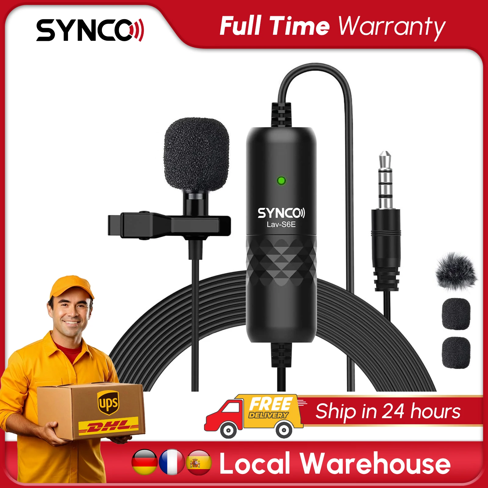 

Moman 6m Lavalier Microphone, Lav-S6E Lapel Microphone with Clip Omnidirectional Capacitor Mini Clip Microphone with Cable