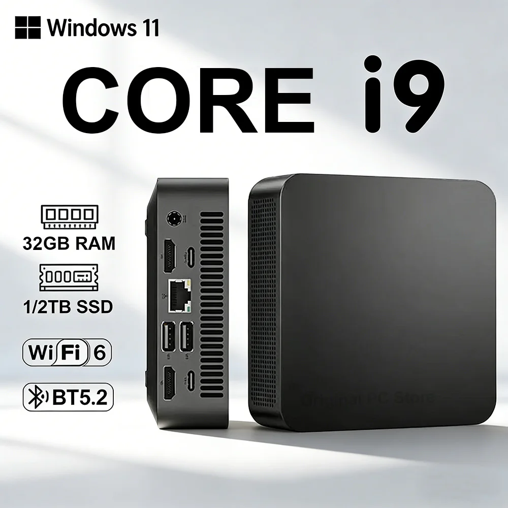MINI PC Windows 11 Pro Core i9 10980HK 32GB RAM 1TB 2TB SSD WIFI 6 BT5.2 4K HD Mini Gaming Office Study Pc With 3 Years Warranty